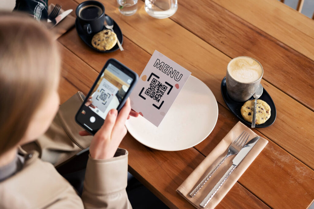 restaurant-online-menu-woman-scanning-qr-code